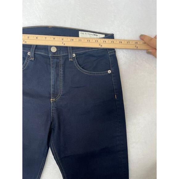 Rag & Bone 10 In Crop Flare DUNE Dark Wash Raw Hem Clean Girl sz 28 Made in USA - Picture 7 of 12